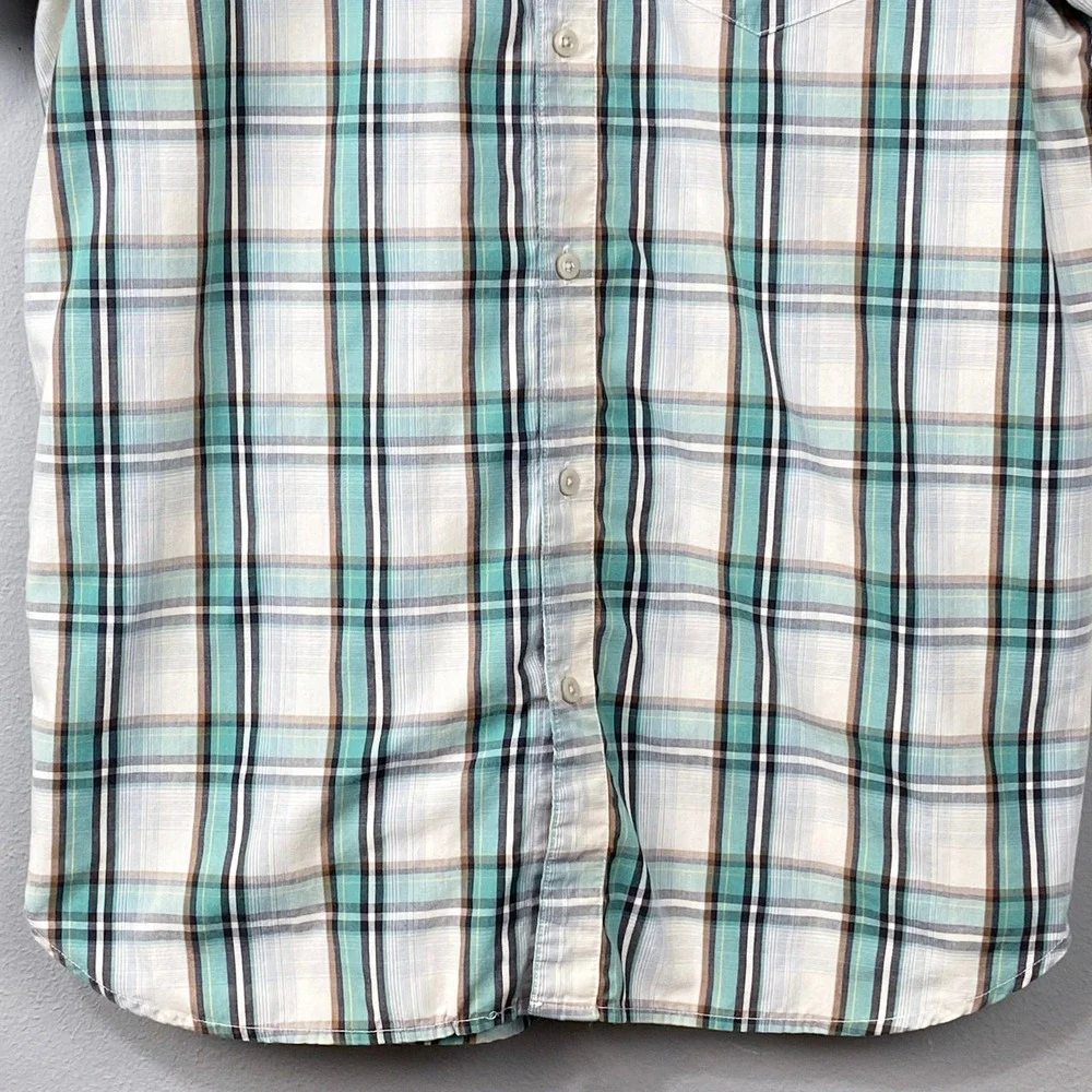 The North Face Mens Plaid Short Sleeve Button Up‎ Shirt Size L Blue Check Casual